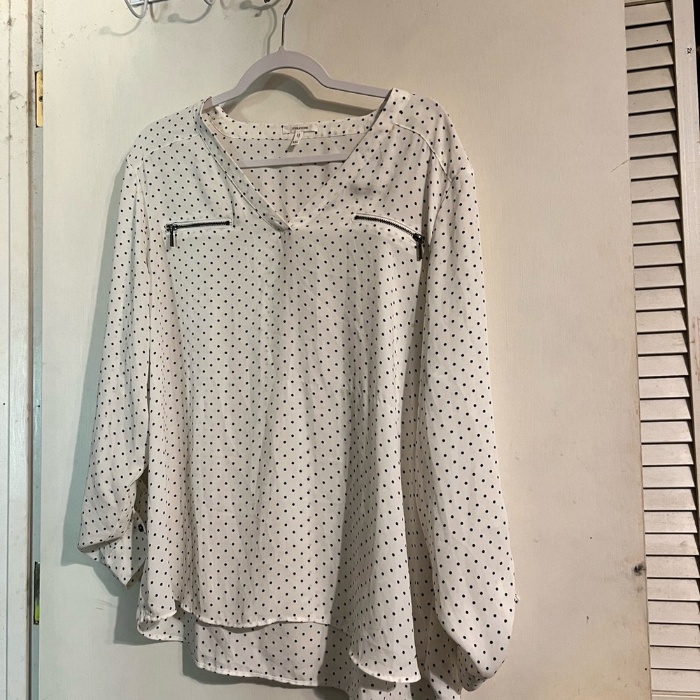 Maurices Black and White Polka Dot Blouse